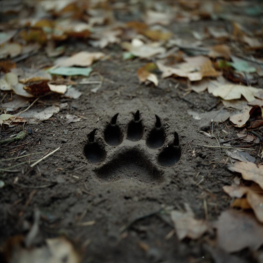 Wolfspoor in vochtige bosgrond